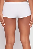 Womens Ribbed Knit Seamless Boyshort Underwear, White, Size XL