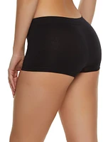Womens Basic Solid Seamless Boyshort Panty, Black, Size XL