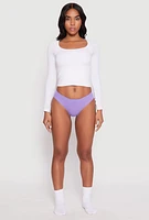 Womens Seamless Ribbed Knit Bikini Panty, Purple, Size S