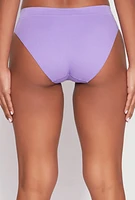 Womens Seamless Ribbed Knit Bikini Panty, Purple, Size S