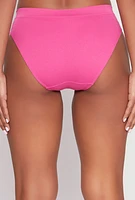 Womens Seamless Ribbed Knit Bikini Panty, Pink, Size L