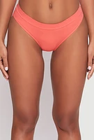Womens Seamless Ribbed Knit Bikini Panty, Orange, Size L