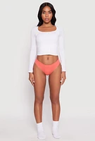 Womens Seamless Ribbed Knit Bikini Panty, Orange, Size L