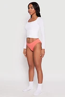 Womens Seamless Ribbed Knit Bikini Panty, Orange, Size L