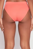 Womens Seamless Ribbed Knit Bikini Panty, Orange, Size L