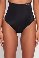 Womens Bebe Seamless Shapewear Thong Panty, Black, Size L