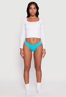 Womens Seamless Solid Rib Knit Thong,