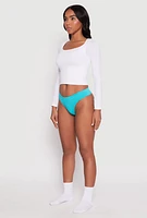Womens Seamless Solid Rib Knit Thong,
