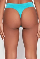 Womens Seamless Solid Rib Knit Thong,