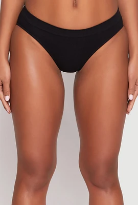 Womens Seamless Hip Rise Bikini Panty, Black,