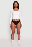 Womens Seamless Hip Rise Bikini Panty, Black,