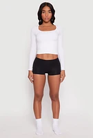 Womens Seamless Solid Boyshort Panty, Black, Size M