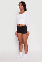 Womens Seamless Solid Boyshort Panty, Black, Size M