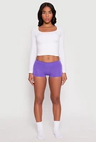 Womens Seamless Boyshort Panty, Purple,