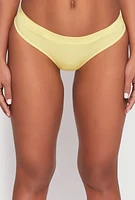 Womens Seamless Basic Solid Thong Panty, Yellow, Size S