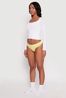 Womens Seamless Basic Solid Thong Panty, Yellow, Size S