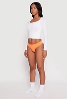 Womens Seamless Basic Solid Thong Panty,