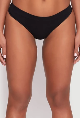 Womens Seamless Thong Panty, Black, Size M