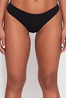 Womens Seamless Thong Panty, Black, Size M