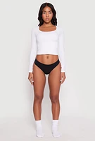 Womens Seamless Thong Panty, Black, Size M