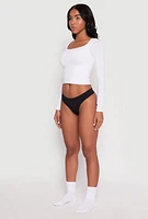Womens Seamless Thong Panty, Black, Size M