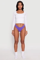 Womens Seamless Thong, Purple, Size L