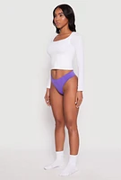 Womens Seamless Thong, Purple, Size L
