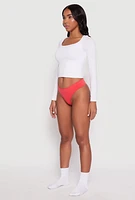 Womens Seamless Thong, Red, Size M