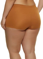 Womens Plus Size Basic Solid Seamless Boyshort Panty, Brown, Size 2X
