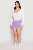 Womens Plus Size Ribbed Seamless Boyshort Panty, Purple, Size 3X