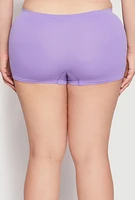 Womens Plus Size Ribbed Seamless Boyshort Panty, Purple, Size 3X