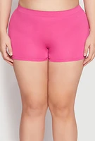Womens Plus Size Ribbed Seamless Boyshort Panty, Pink, Size 3X