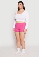 Womens Plus Size Ribbed Seamless Boyshort Panty, Pink, Size 3X