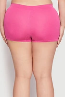 Womens Plus Size Ribbed Seamless Boyshort Panty, Pink, Size 3X