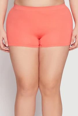 Womens Plus Ribbed Seamless Boyshort Panty,