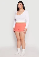 Womens Plus Ribbed Seamless Boyshort Panty,