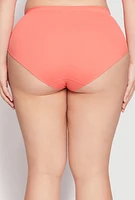 Womens Plus Ribbed Knit Seamless Bikini Underwear, Orange,
