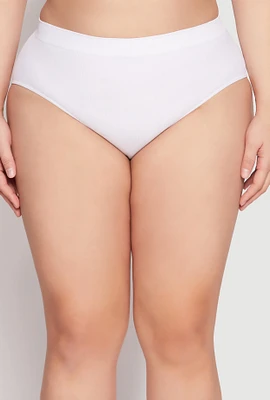 Womens Plus Size Seamless High Waisted Hipster Panty, White, Size 3X