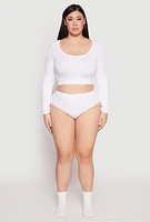 Womens Plus Size Seamless High Waisted Hipster Panty, White, Size 3X