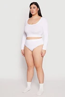 Womens Plus Size Seamless High Waisted Hipster Panty, White, Size 3X