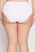 Womens Plus Size Seamless High Waisted Hipster Panty, White, Size 3X