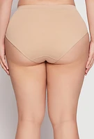 Womens Plus Seamless Ribbed Knit Hipster Panty, Beige,