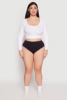 Womens Plus Size Seamless Rib Knit Hipster Panty, Black, Size 2X