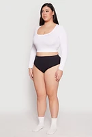 Womens Plus Size Seamless Rib Knit Hipster Panty, Black, Size 2X