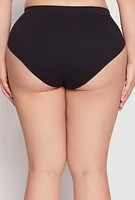 Womens Plus Size Seamless Rib Knit Hipster Panty, Black, Size 2X