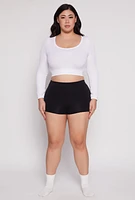 Womens Plus Size Seamless Solid Boyshort Panty, Black, Size 3X