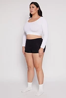 Womens Plus Size Seamless Solid Boyshort Panty, Black, Size 3X