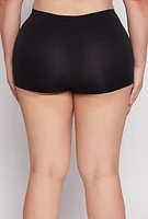 Womens Plus Size Seamless Solid Boyshort Panty, Black, Size 3X