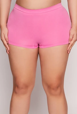 Womens Plus Size Seamless Boyshort Panty, Pink, Size 2X