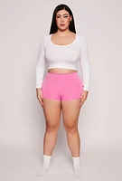 Womens Plus Size Seamless Boyshort Panty, Pink, Size 2X